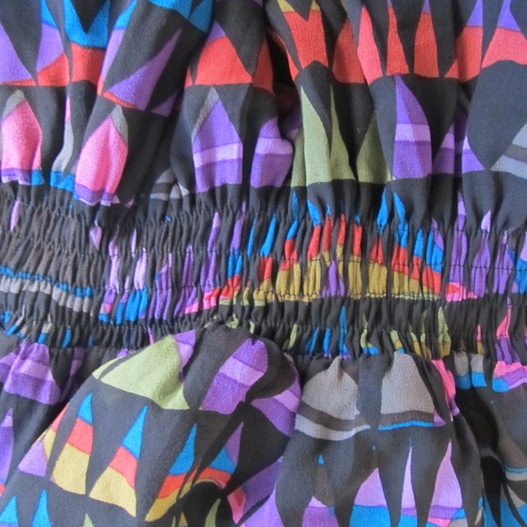 Colorful Silk TheCue Cher Qu Flounced Bodice and Hem Thin Strap Elasticized Mini - Picture 12 of 12